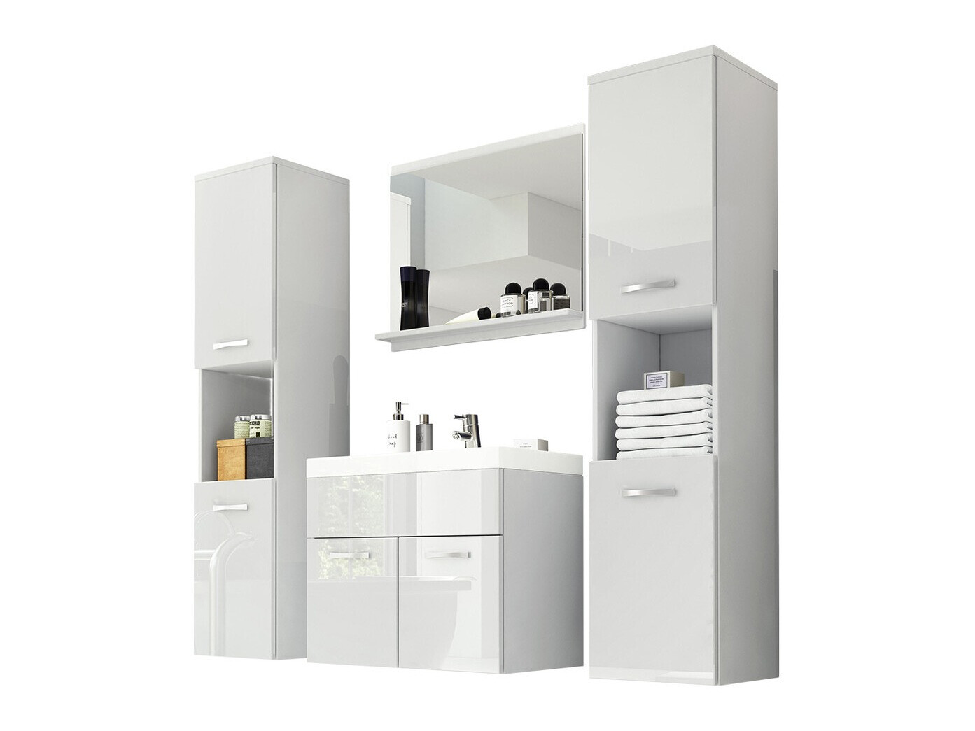 Conjunto de casa de banho Sarasota 123 (Branco + Branco brilhante)