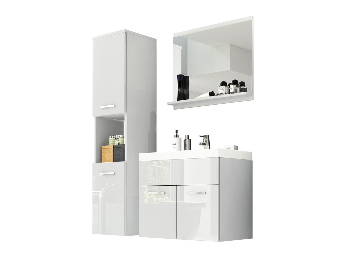 Conjunto para casa de banho Sarasota 122 (Branco + Branco brilhante)