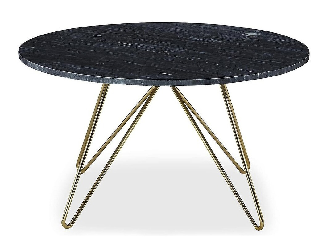 Mesa para revistas Concept 55 210 (Latão brilhante + Cinzento mármore)