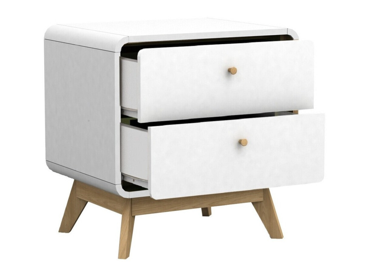 Mesa de cabeceira Elbtena 111 (Branco + Carvalho)