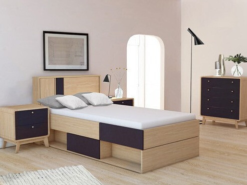 Mesa de cabeceira Elbtena 111 (Carvalho + Preto)