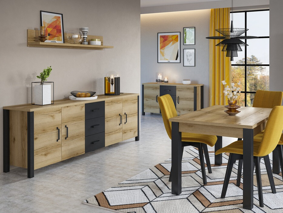 Cómoda Tornua 109 (Carvalho claro + Preto matte)