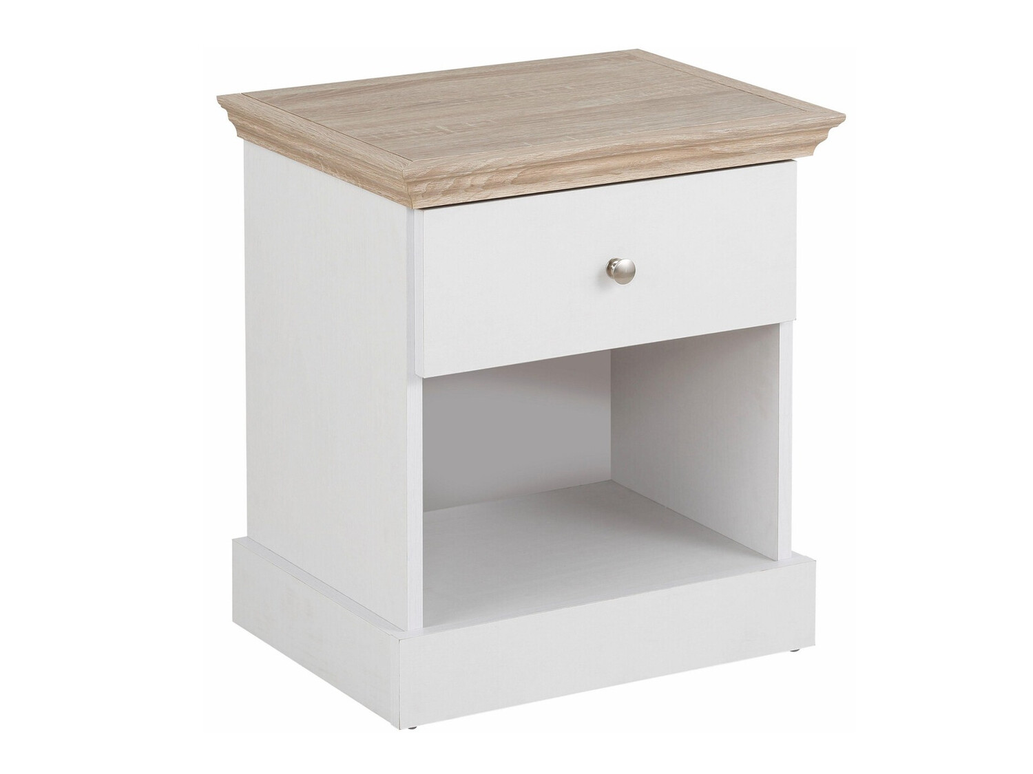 Mesa de cabeceira Lirveri 111 (Branco + Carvalho claro)