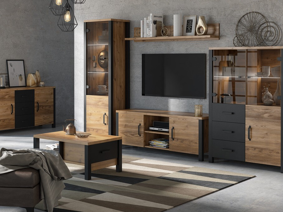 Mesa de centro Tornua 107 (Abeto escuro + Preto matte)