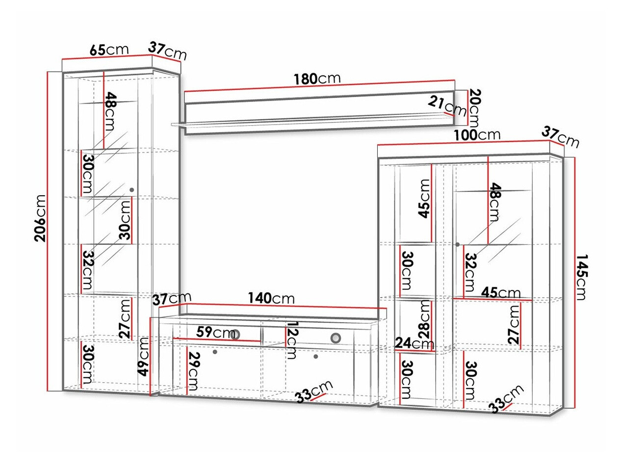 Conjunto para sala de estar Salelbo 100 (Lariço Sibu + Trufa carvalho)