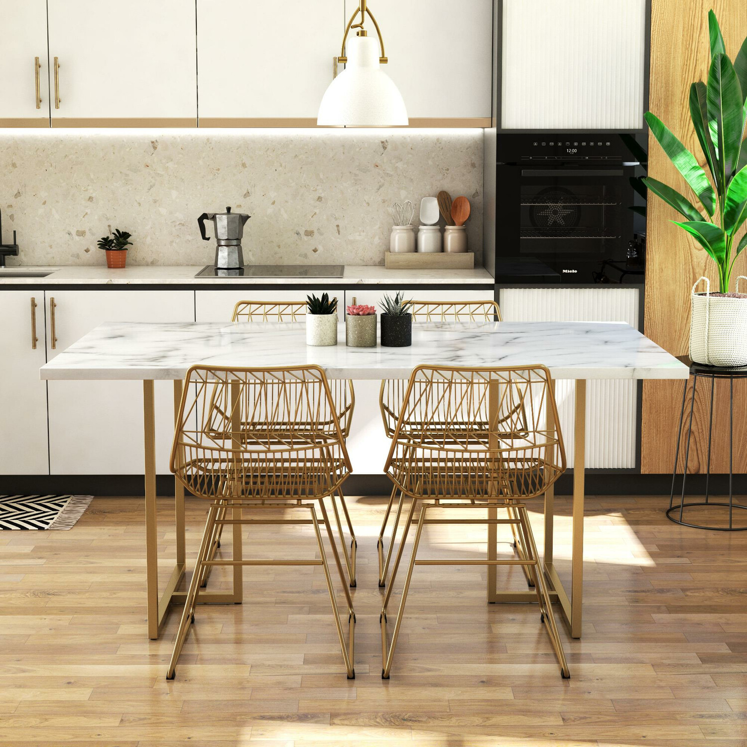 Mesa CosmoLiving by Cosmopolitan 122 (Marmore branco + Dourado)