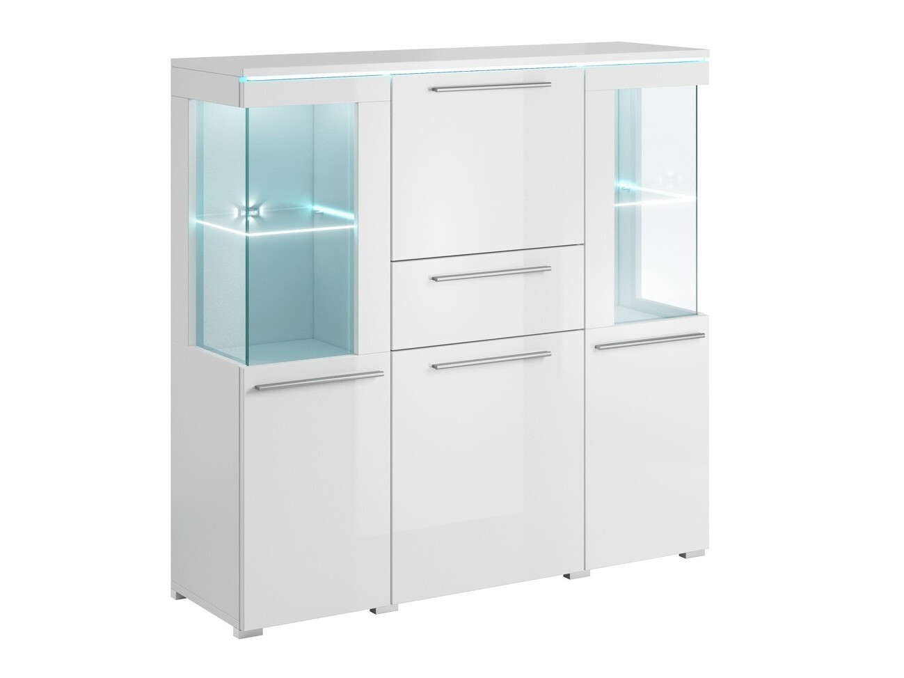 Cómoda Torvire 115 (Branco + Branco brilhante)