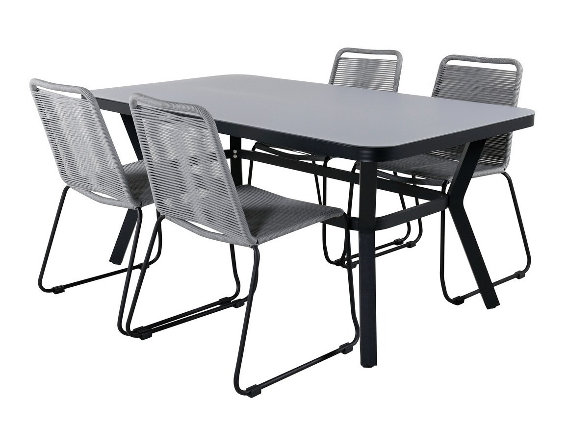 Conjunto de mesa e cadeiras Dallas 2120 (Cinzento + Preto)
