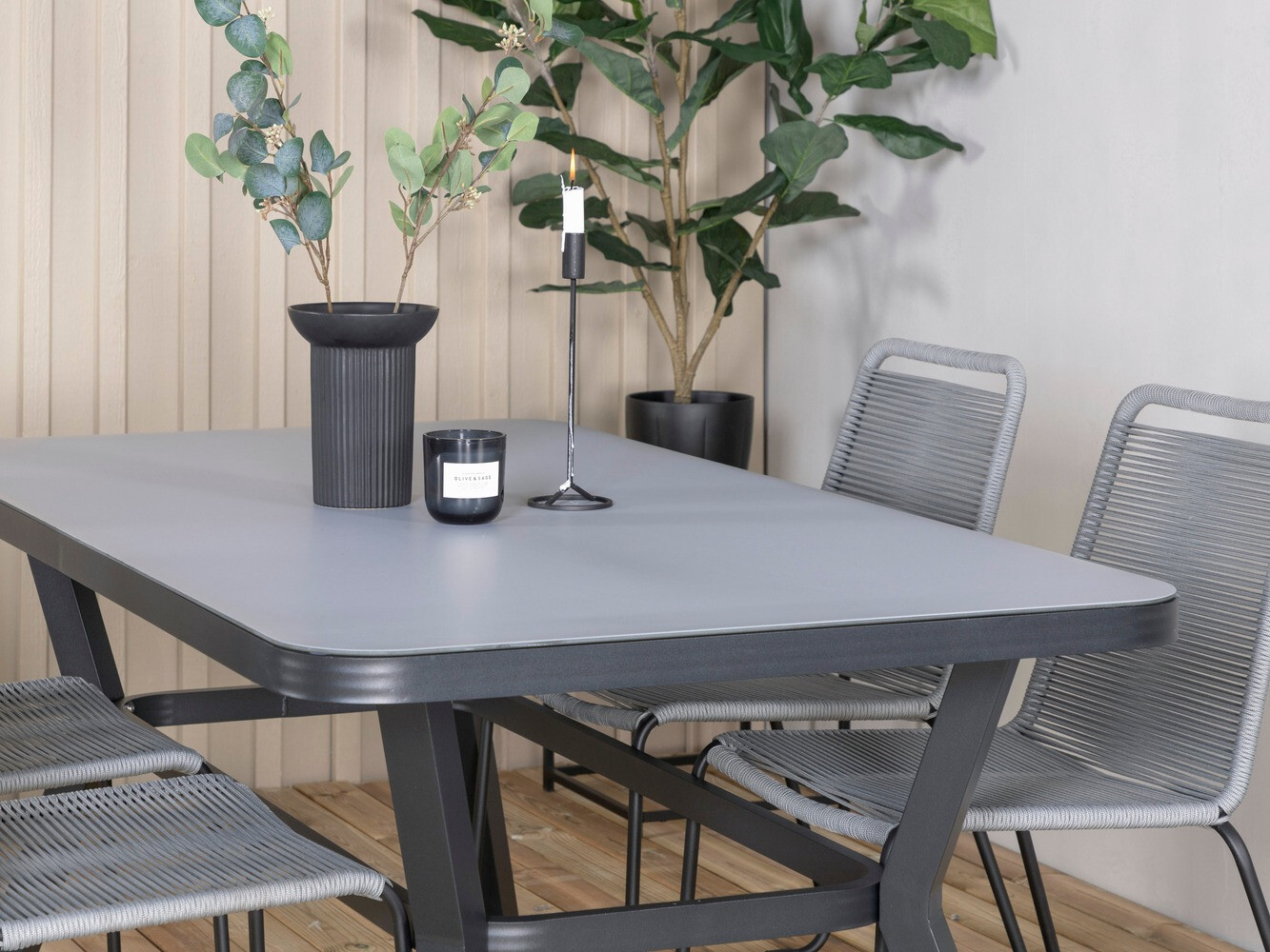 Conjunto de mesa e cadeiras Dallas 2120 (Cinzento + Preto)