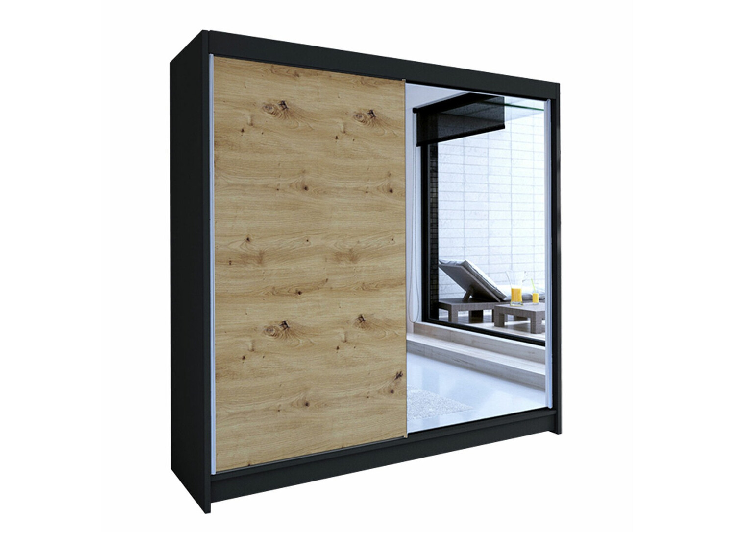 Roupeiro Closico Cavaris I (Preto + Carvalho Artisan)