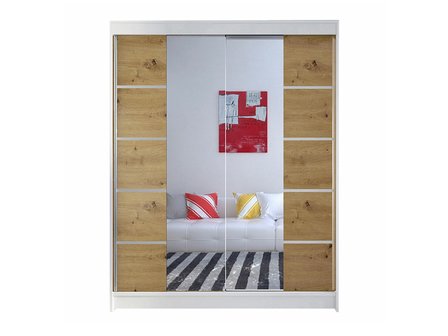 Roupeiro Closico Vastor V (Branco + Carvalho Artisan)