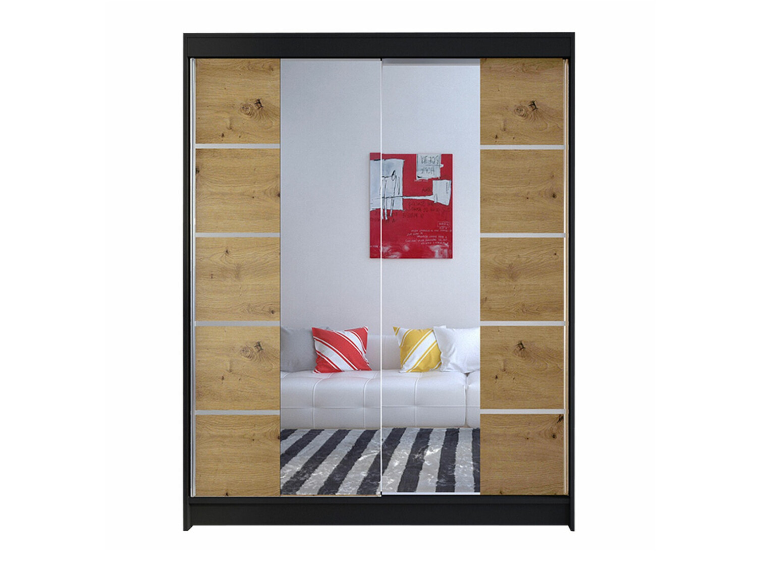 Roupeiro Closico Vastor V (Preto + Carvalho Artisan)