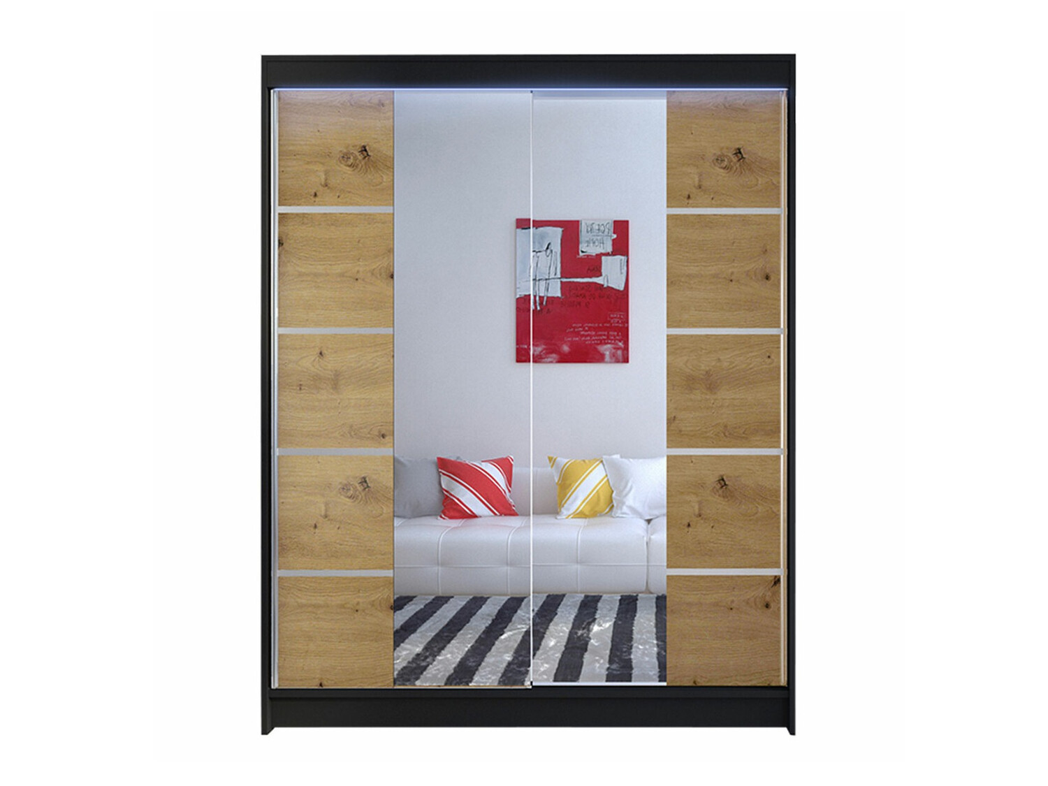 Roupeiro Closico Vastor V (Preto + Carvalho Artisan)