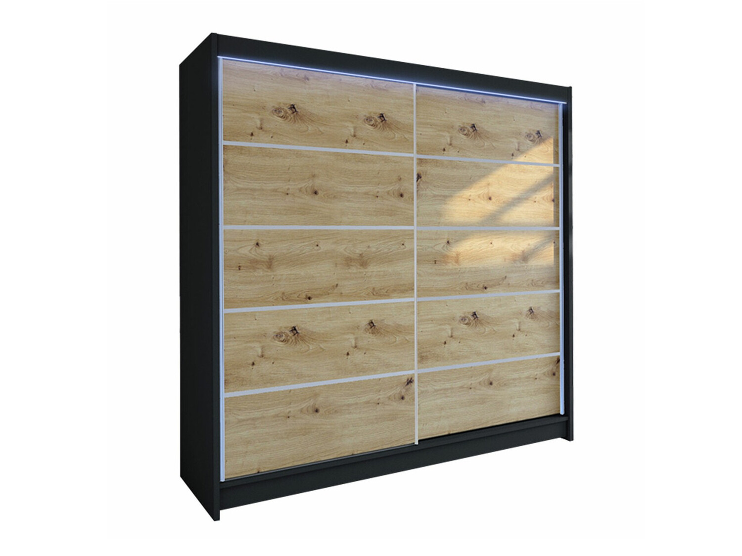 Roupeiro Closico Cavaris IV (Preto + Carvalho Artisan)