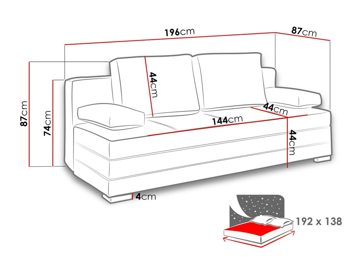 Sofá cama Providence H100 (Avellio 101 + Avellio 118)