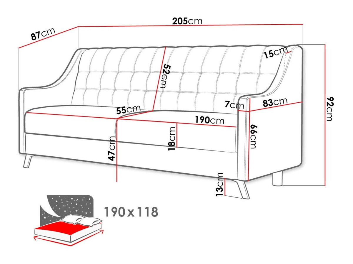 Sofá cama Columbus 155 (Manila 26)