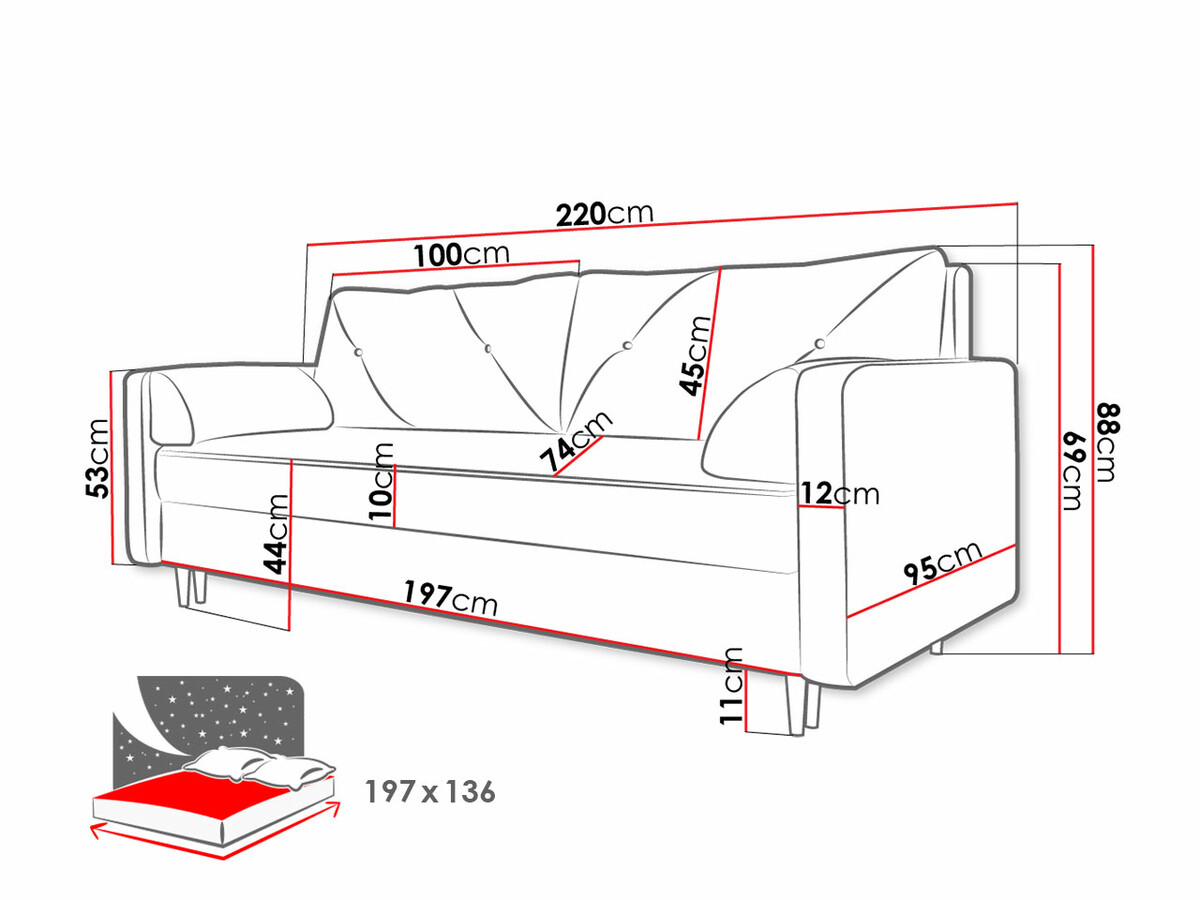 Sofá cama Memphis 134 (Itaka 33)