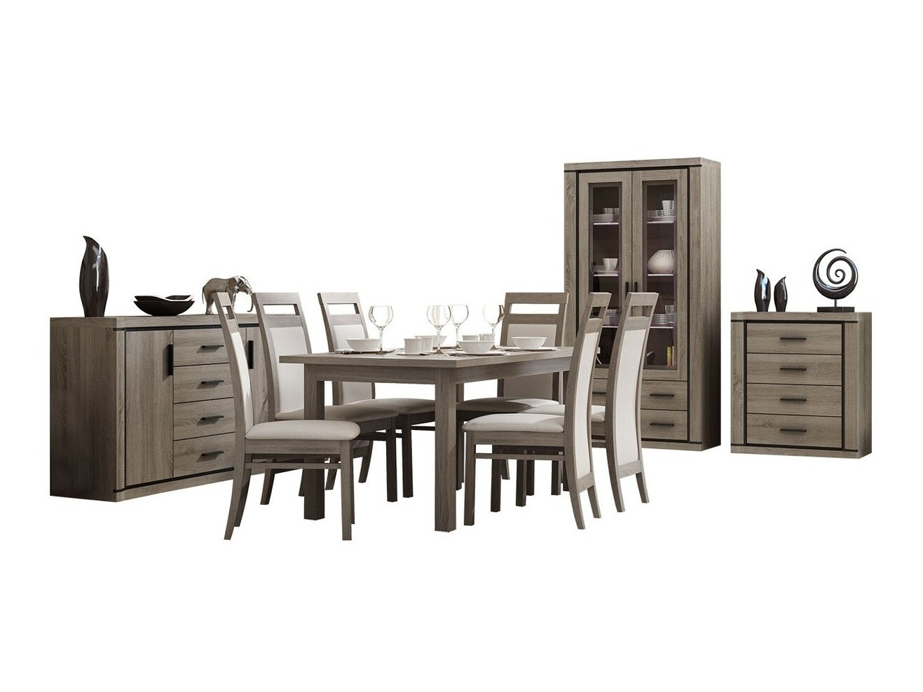 Conjunto para sala de estar Lorelie 123 (Brigadeiro carvalho)