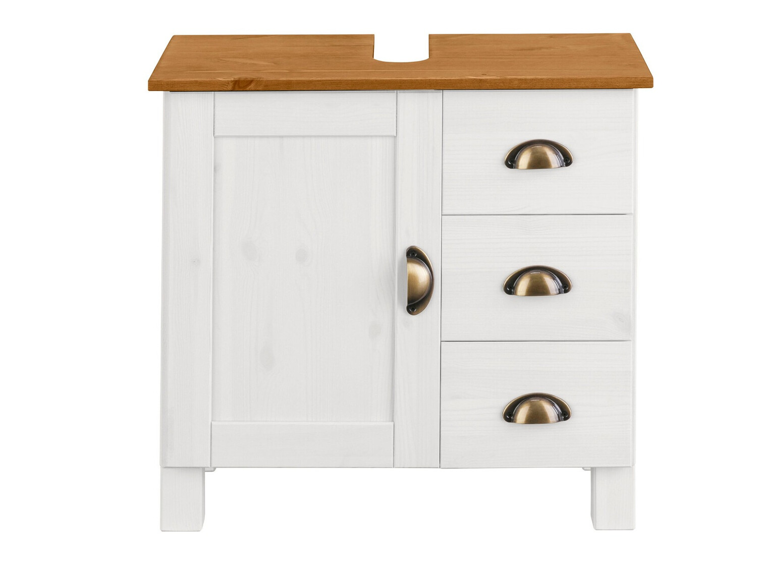 Armário com lavatório de apoio próprio para casa de banho Serelbu 101 (Branco + Castanho claro)