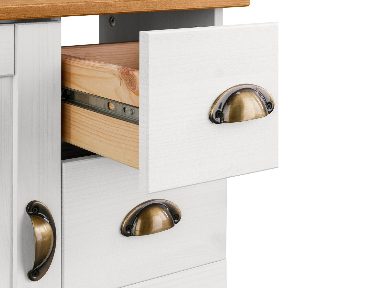 Armário com lavatório de apoio próprio para casa de banho Serelbu 101 (Branco + Castanho claro)