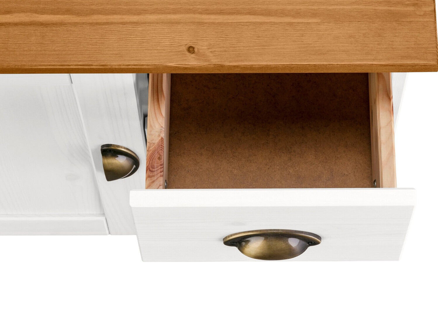 Armário com lavatório de apoio próprio para casa de banho Serelbu 101 (Branco + Castanho claro)