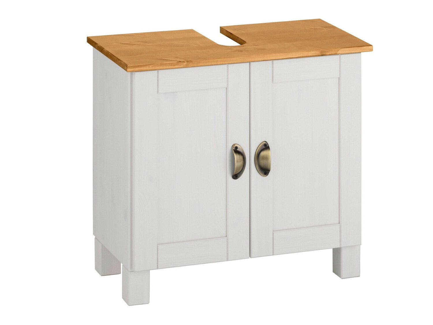 Armário com lavatório de apoio próprio para casa de banho Serelbu 103 (Branco + Castanho claro)