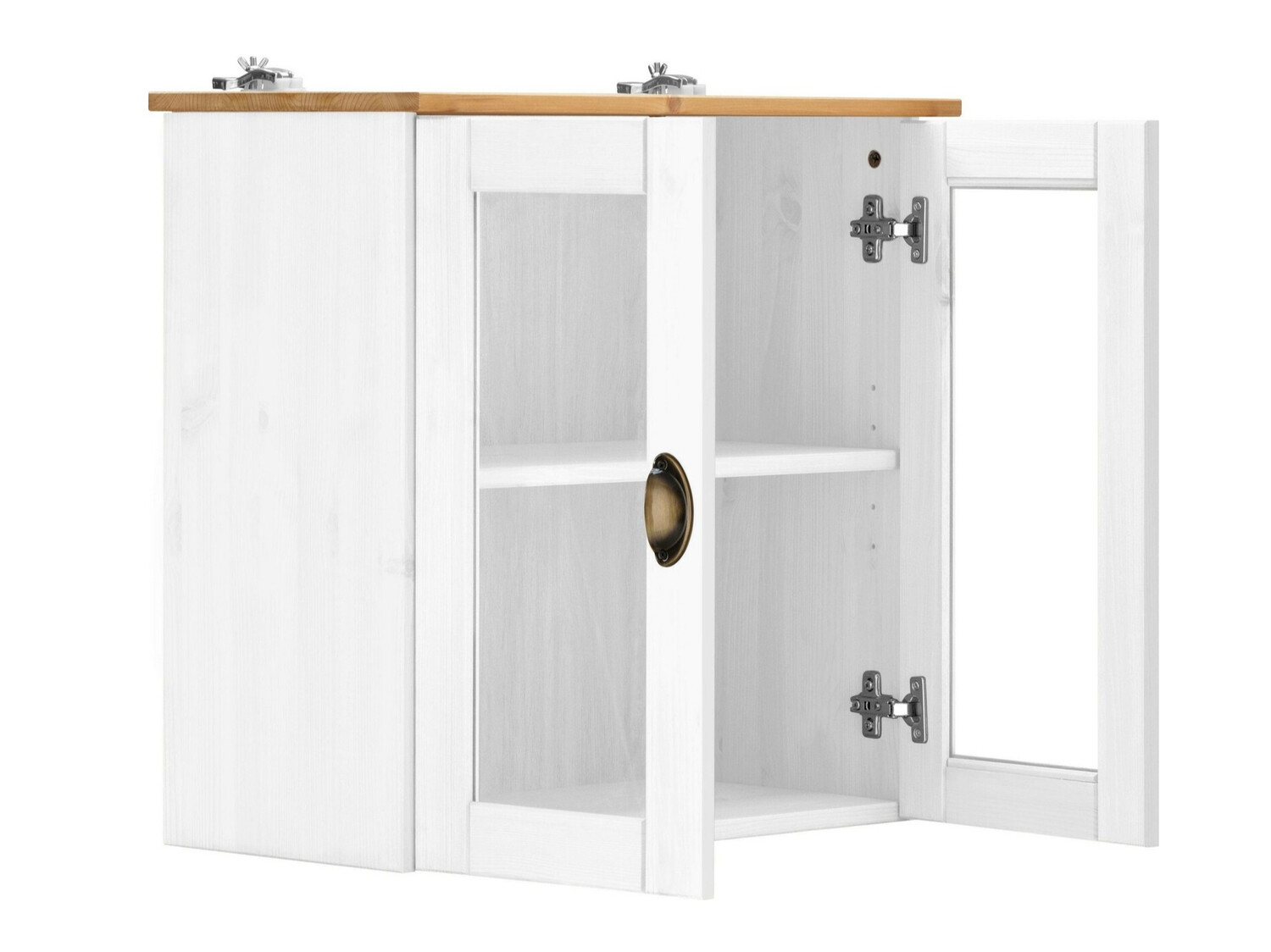 Armário montado na parede para casa de banho Serelbu 102 (Branco + Castanho claro)