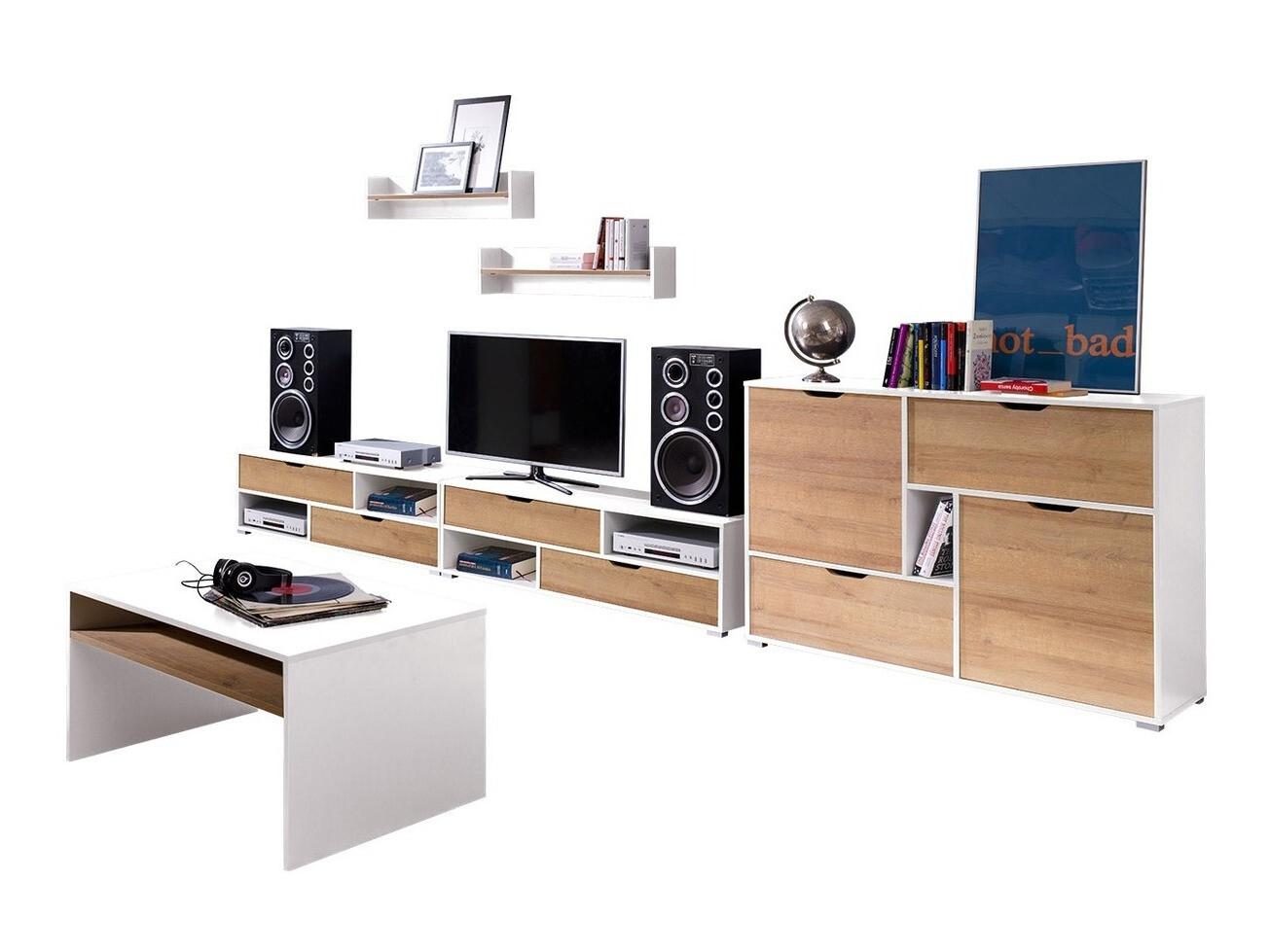 Conjunto de mobiliário Providence H114 (Branco + Carvalho dourado)