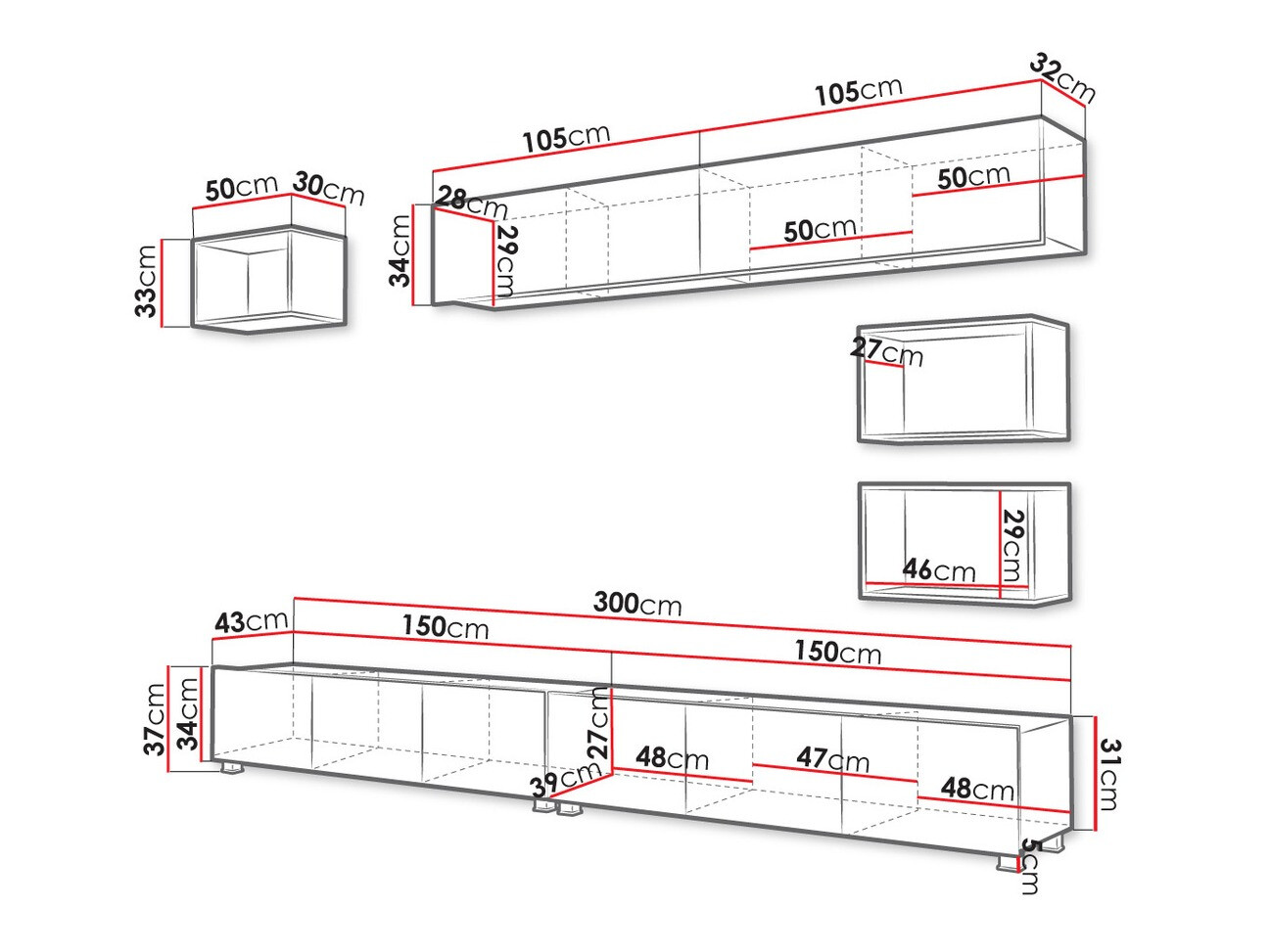 Conjunto para sala de estar Remus XXXI (Branco + Branco brilhante + Carvalho dourado)