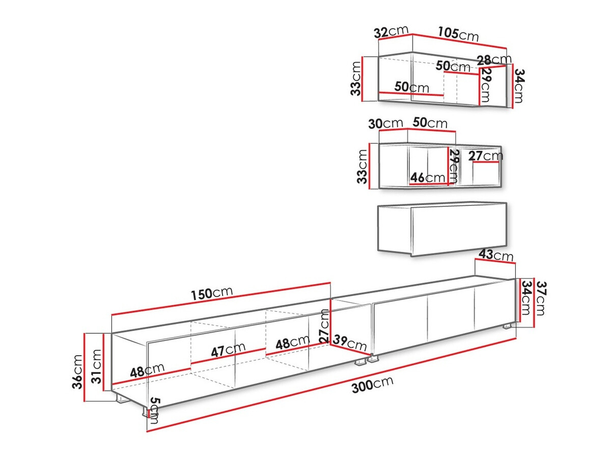 Conjunto para sala de estar Tivdalu 147 (Preto + Preto brilhante + Carvalho Artisan)