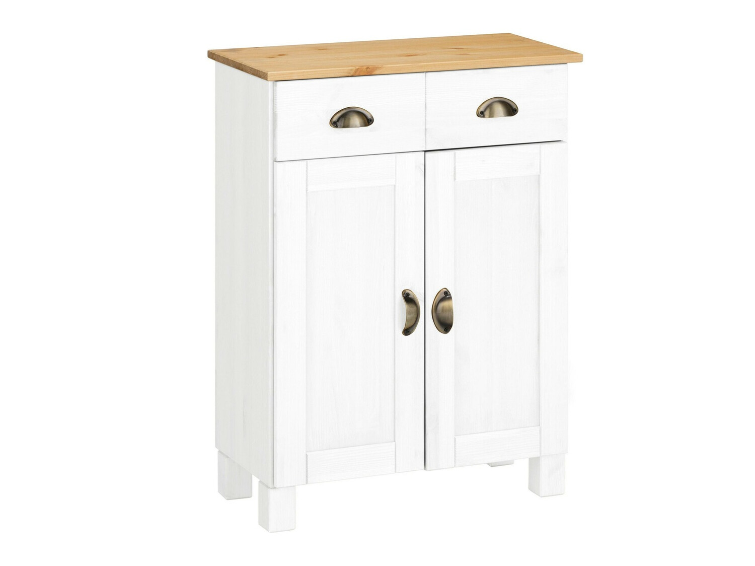 Armário de casa de banho de chão para lavatório Serelbu 104 (Branco + Castanho claro)