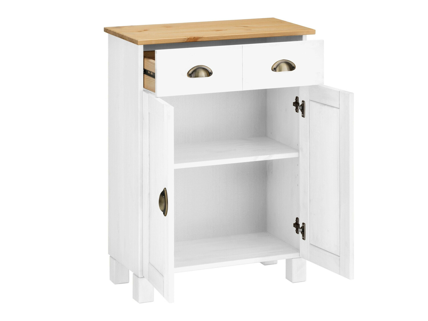 Armário de casa de banho de chão para lavatório Serelbu 104 (Branco + Castanho claro)