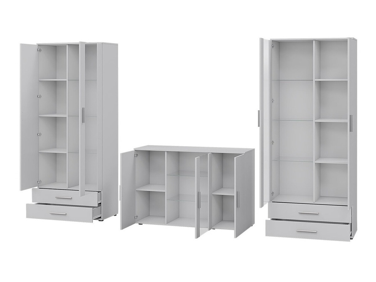 Conjunto para sala de estar Tornola 111 (Branco + Branco brilhante)