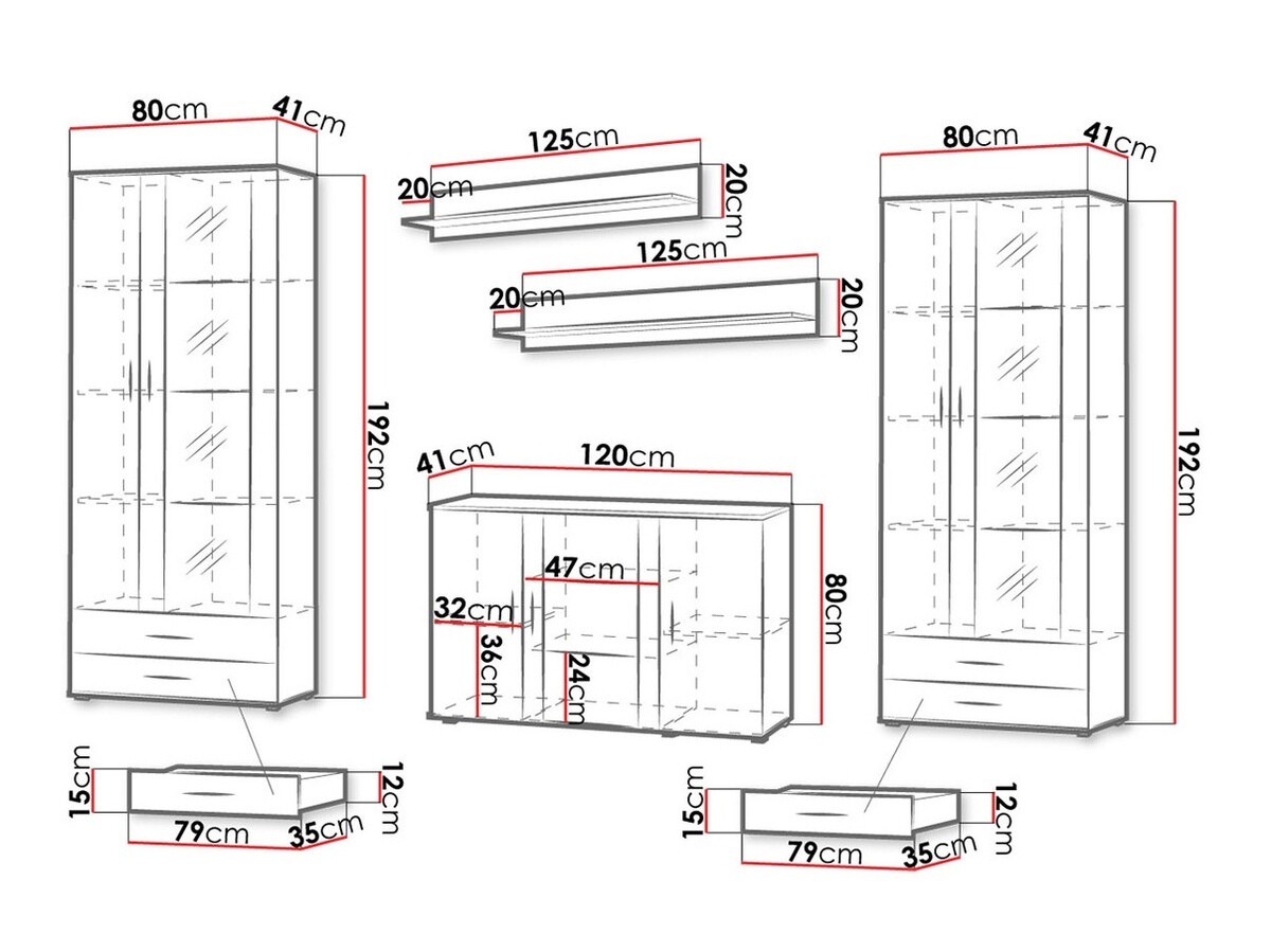 Conjunto para sala de estar Tornola 111 (Carvalho lefkas + Preto)