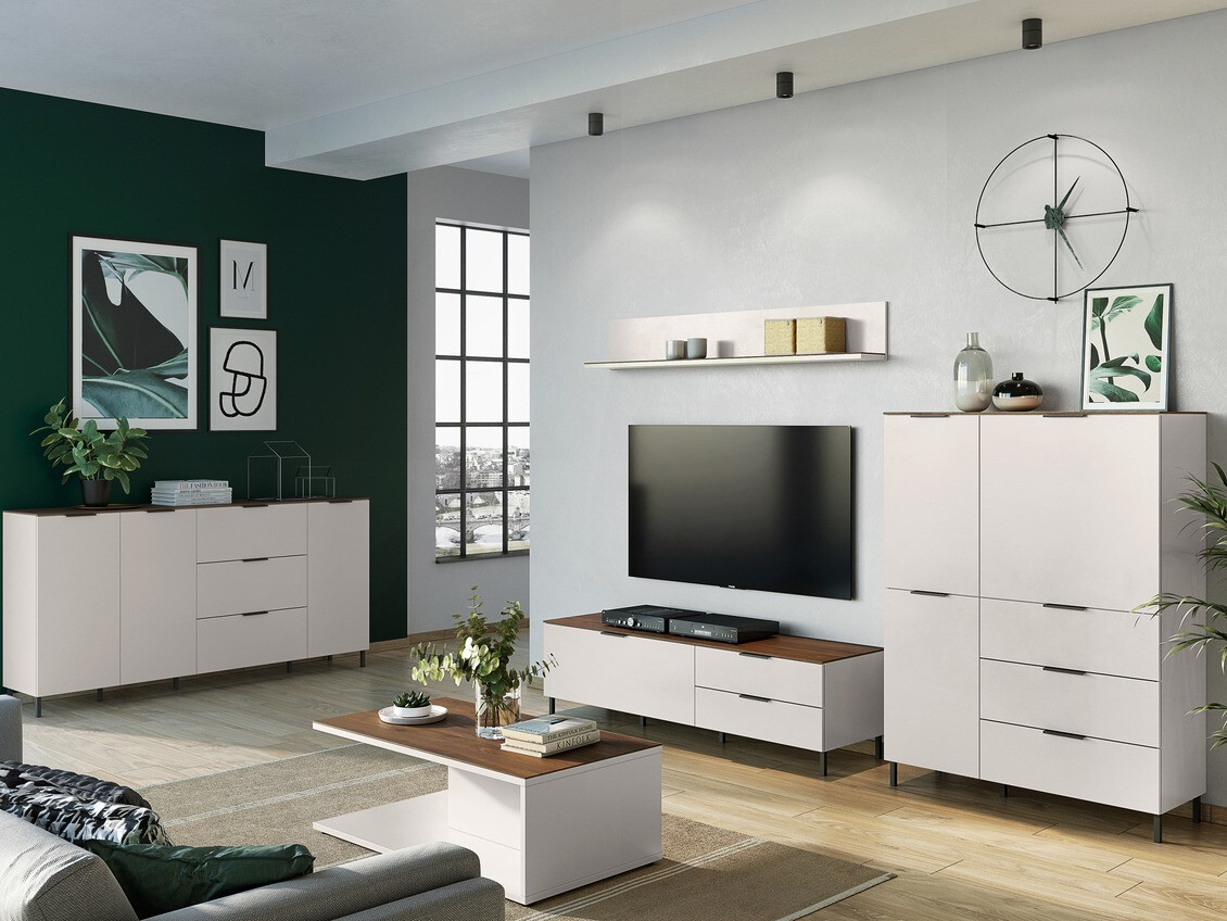 Móvel de TV Revteno 103 (Cinzento claro + Noz)