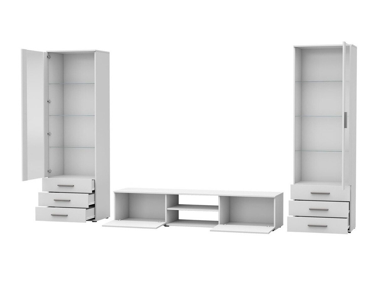 Conjunto para sala de estar Tornola 109 (Branco + Branco brilhante)