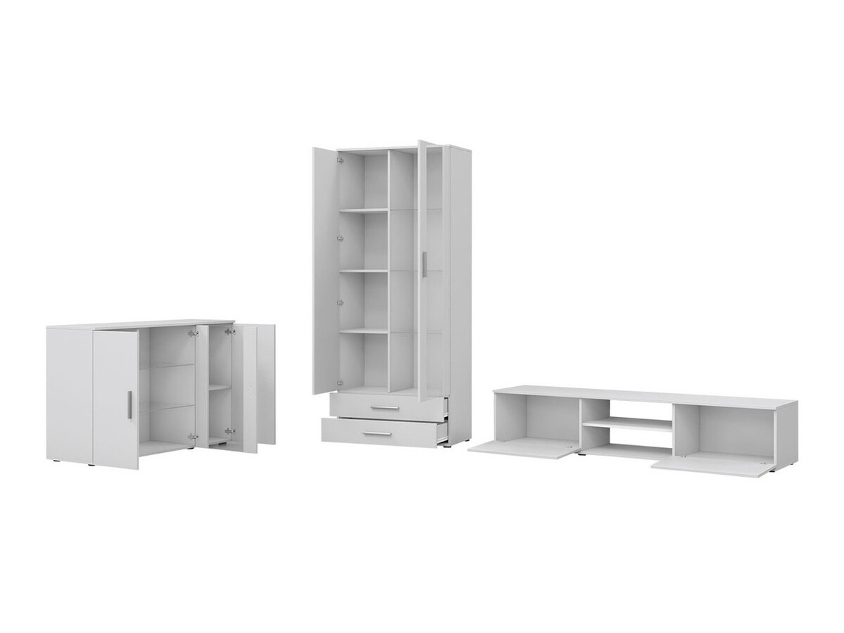 Conjunto para sala de estar Tornola 116 (Branco + Branco brilhante)