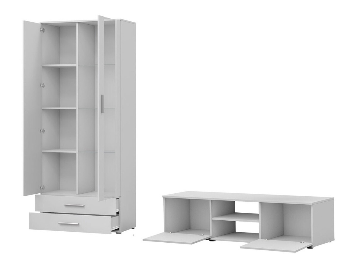 Conjunto para sala de estar Tornola 117 (Branco + Branco brilhante)