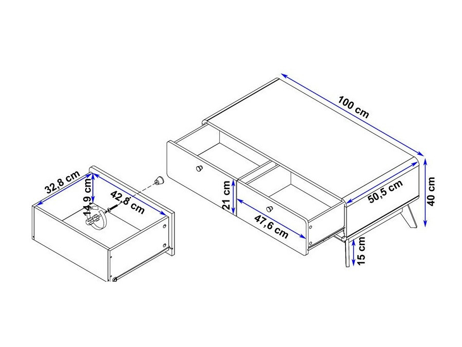 Mesa de centro Elbtena 100 (Branco + Carvalho)