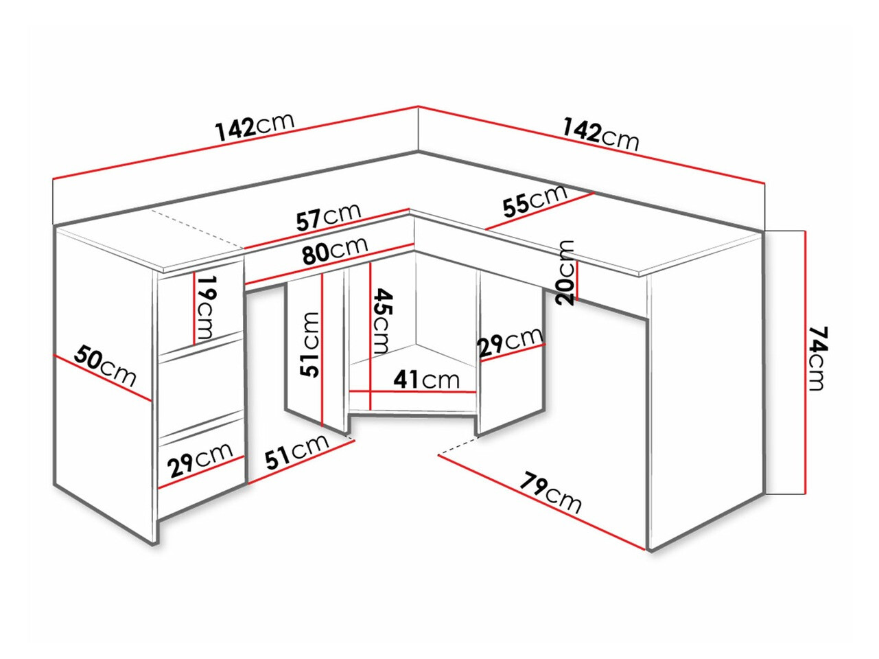 Mesa de escritório para cantos Comfivo Insuler