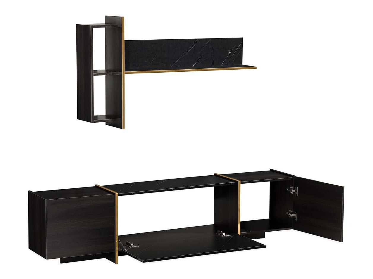 Conjunto para sala de estar Springfield 270 (Preto + Dourado)