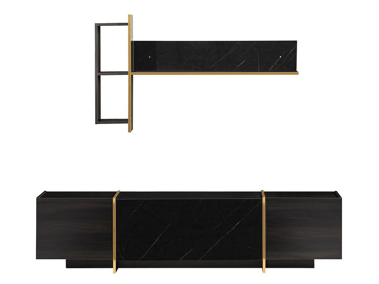 Conjunto para sala de estar Springfield 270 (Preto + Dourado)