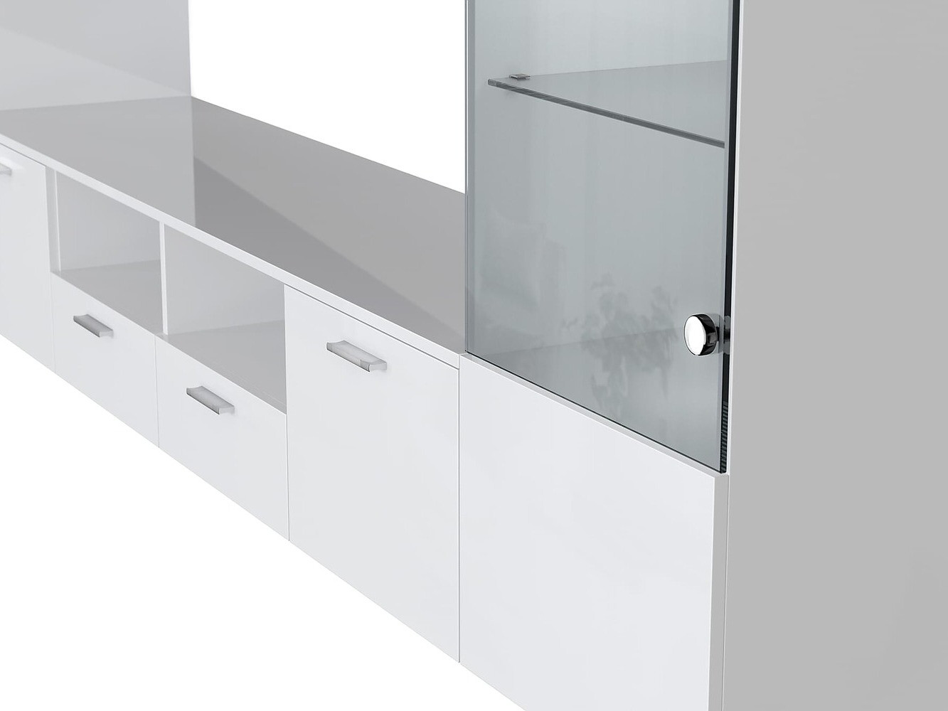 Conjunto para sala de estar Springfield 274 (Branco + Branco brilhante)