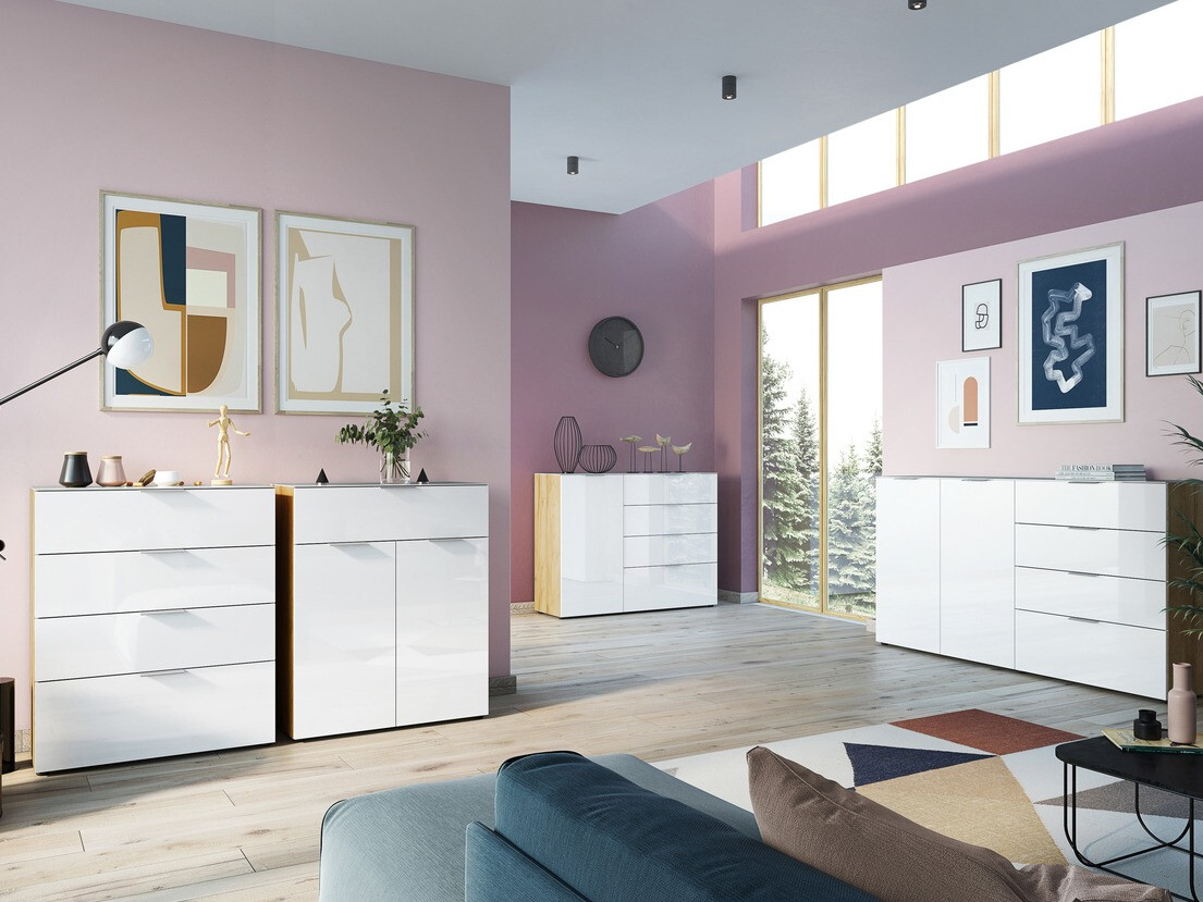 Cómoda Sacramento 302 (Branco + Navarra carvalho)