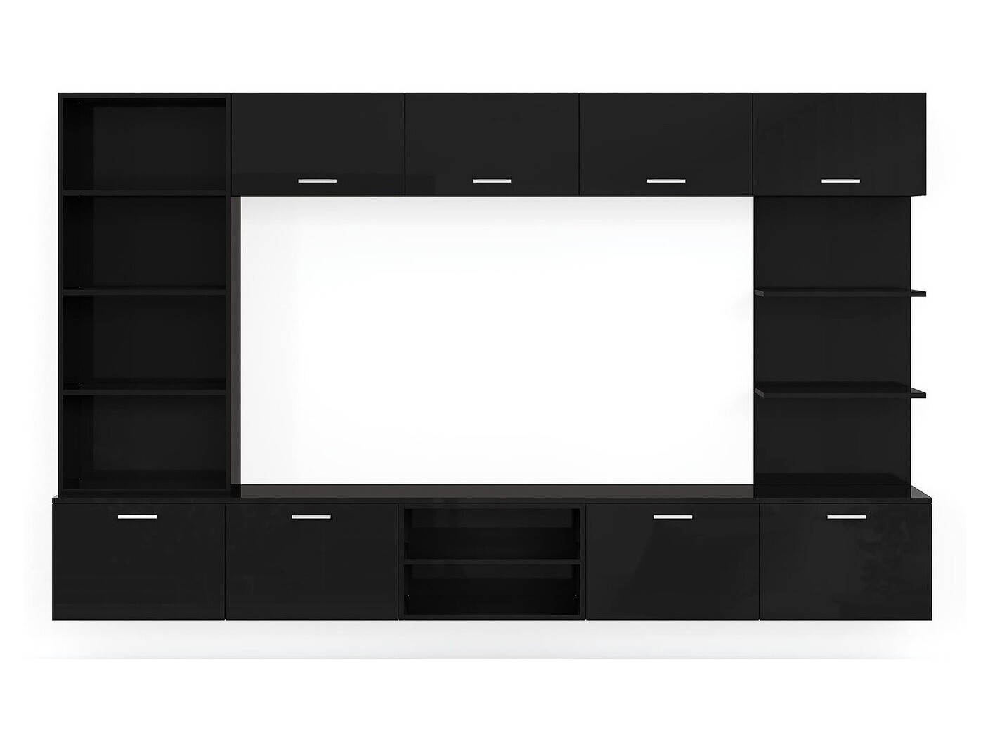 Conjunto para sala de estar Springfield 172 (Preto + Preto brilhante)