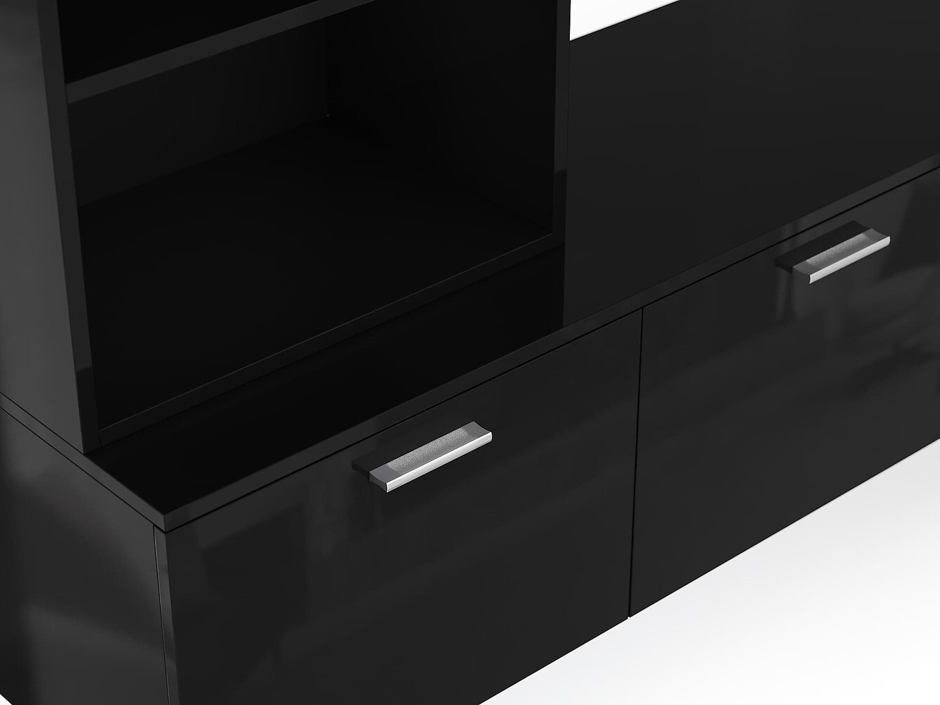 Conjunto para sala de estar Springfield 172 (Preto + Preto brilhante)