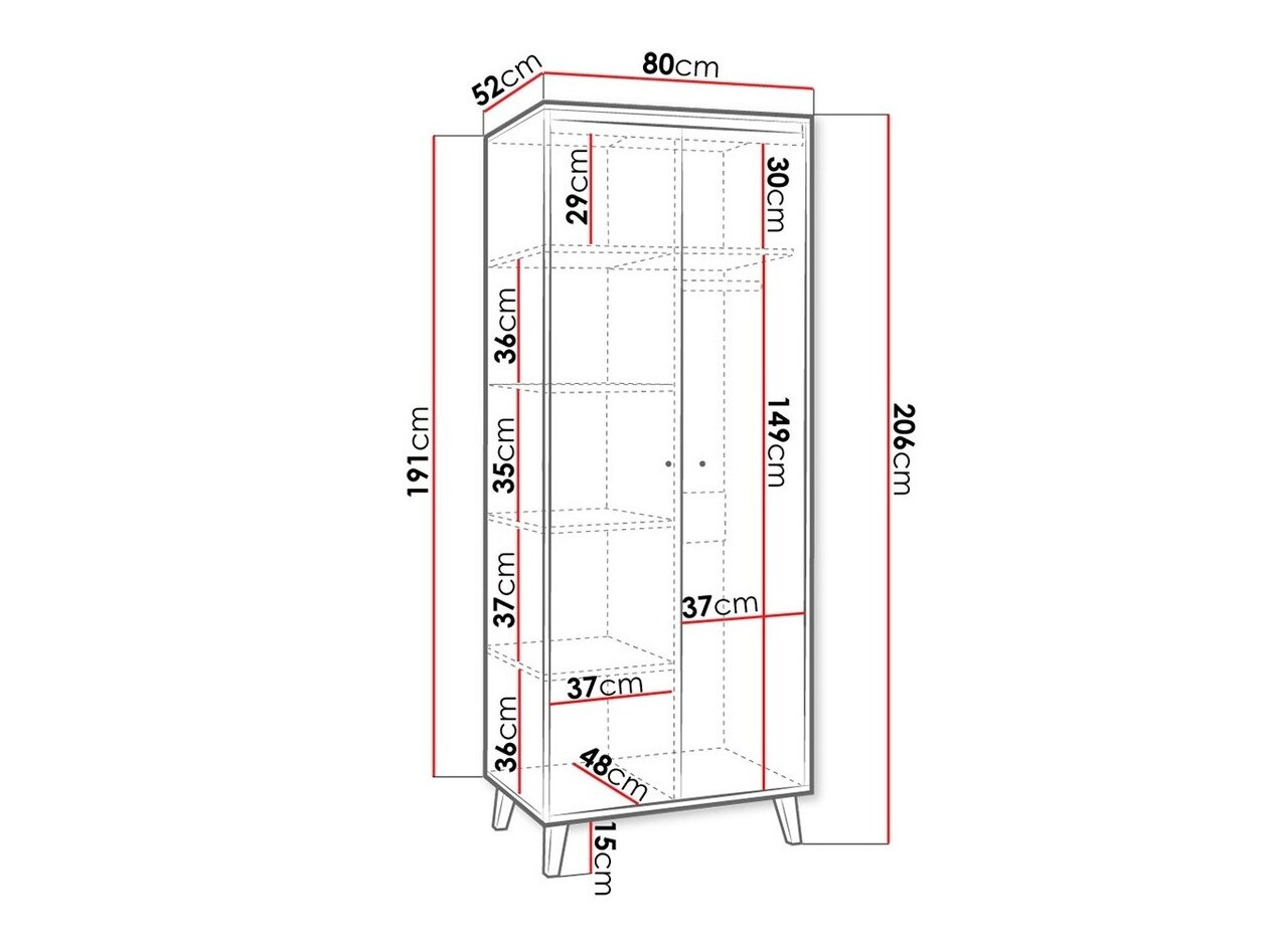 Roupeiro Delbene 106 (Carvalho San Remo claro + Mate branco)