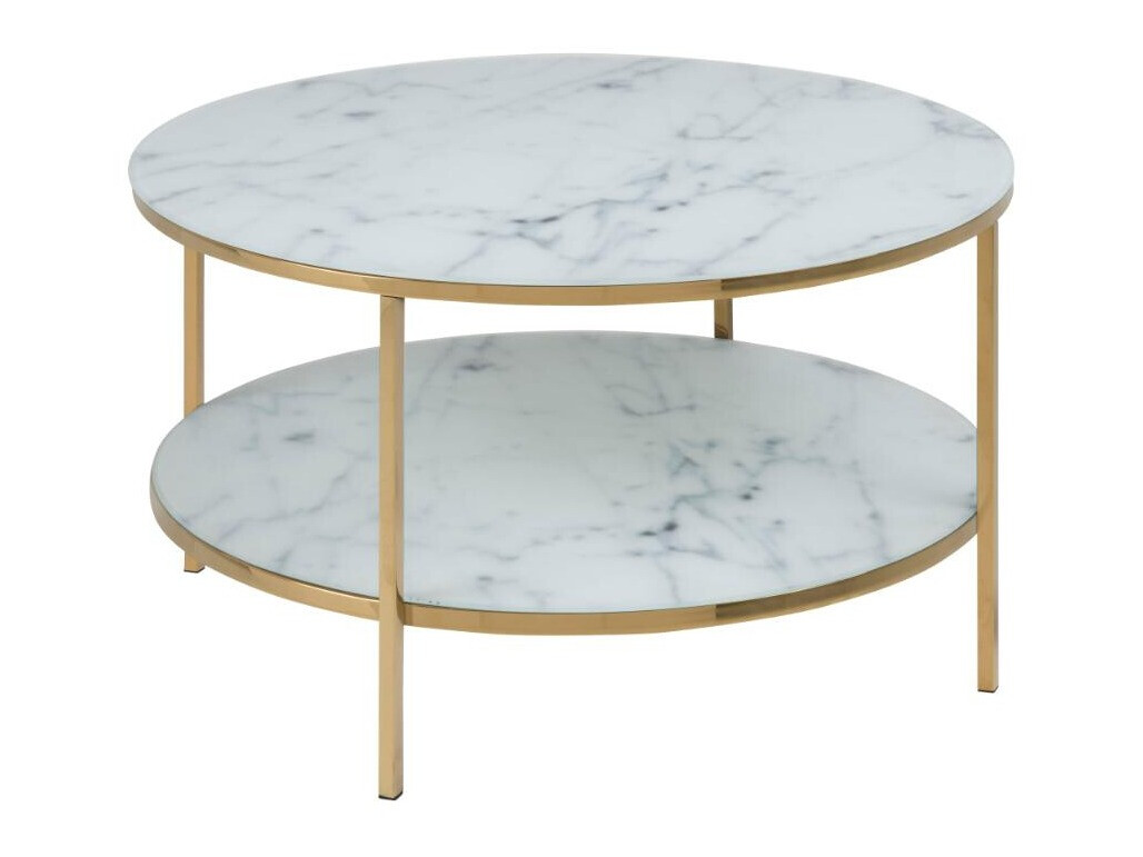 Mesa de centro Norsica 554 (Dourado + Marmore branco)