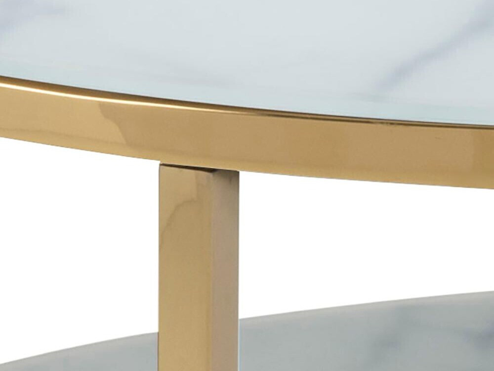 Mesa de centro Norsica 554 (Dourado + Marmore branco)