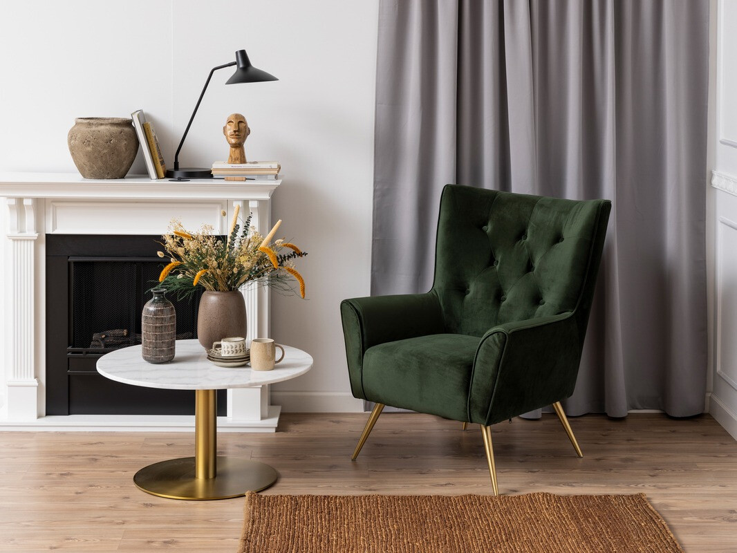 Mesa para revistas Norsica 425 (Dourado + Marmore branco)